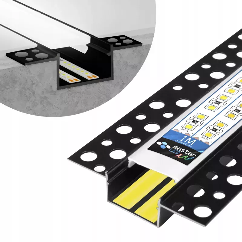 PROFIL LED aluminiowy WPUSZCZANY 20mm do GK płytek kafli glazur 1m + klosz-5904703016069