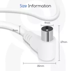 Kabel antenowy kąt prosty 1,5 m biały - 8433325211325