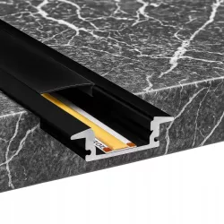 profil LED aluminiowy do TAŚMY Z KLOSZEM 1m wpuszczany czarny + klosz-5904703015994