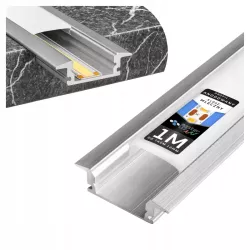 profil LED aluminiowy TAŚMY Z KLOSZEM 1m wpuszczany anodowany + klosz-5904703015987