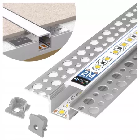 Profil Aluminiowy LED 2m Do Płyt GK Gipsowych 10mm Wpuszczany Regips klosz-5904703022145