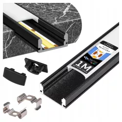profil LED aluminiowy nawierzchniowy 1m czarny natynkowy DO TAŚMY + KLOSZ-5904703022336