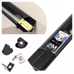 Profil LED aluminiowy narożny do TAŚMY Z KLOSZEM 2m kątowy czarny-5904703022435