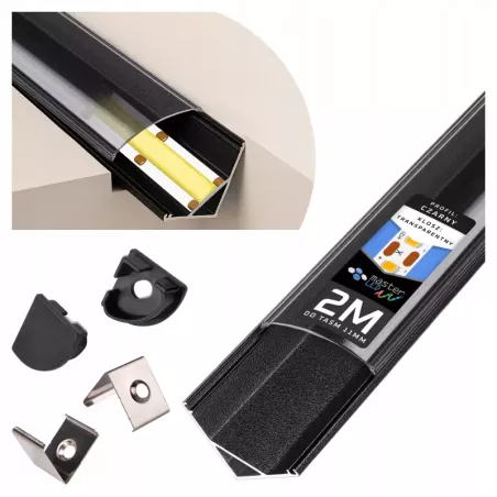 Profil LED aluminiowy narożny do TAŚMY Z KLOSZEM 2m kątowy czarny-5904703022435