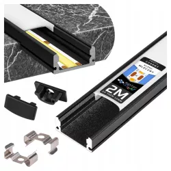profil LED aluminiowy nawierzchniowy DO TAŚMY Z KLOSZEM 2m czarny natynkowy-5904703022343