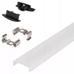Profil Aluminiowy LED 2m wpuszczany Do Taśmy z Kloszem zaślepka uchwyt-5904703022428