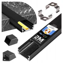 Profil Aluminiowy LED 2m nawierzchniowy SLIM Do Taśmy z Kloszem zaślepka-5904703027379