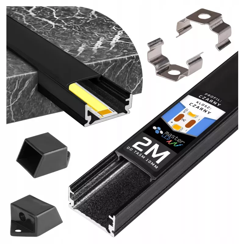 Profil Aluminiowy LED 2m nawierzchniowy SLIM Do Taśmy z Kloszem zaślepka-5904703027379