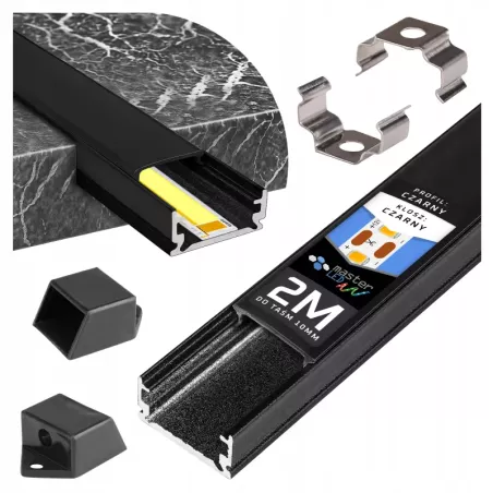 Profil Aluminiowy LED 2m nawierzchniowy SLIM Do Taśmy z Kloszem zaślepka-5904703027379