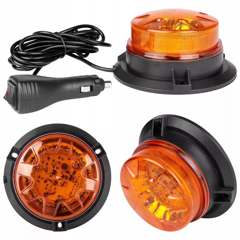 Lampa LED ostrzegawcza BŁYSKOWA KOGUT pomarańczowa na magnez-5904703014461