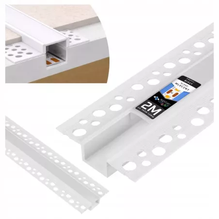 Profil LED PCV Do Płyt GK Gipsowych 12mm Wpuszczany Regips 2m klosz-5904703027904