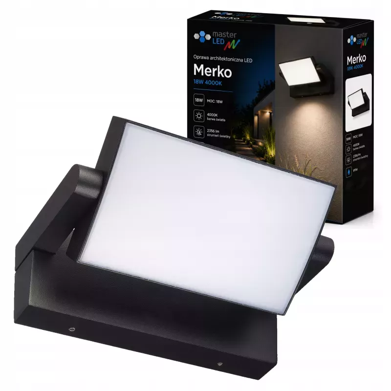 Kinkiet zewnętrzny lampa ogrodowa LED elewacyjna ścienna czarna 4000K-5904703029762