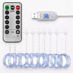 Kurtyna świetlna 300 LED BIAŁY ZIMNY Girlanda Lampki 6500K 3x3m USB +pilot-5904703002956
