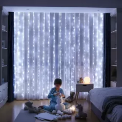 Kurtyna świetlna 300 LED BIAŁY ZIMNY Girlanda Lampki 6500K 3x3m USB +pilot-5904703002956