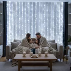 Kurtyna świetlna 300 LED BIAŁY ZIMNY Girlanda Lampki 6500K 3x3m USB +pilot-5904703002956
