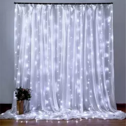 Kurtyna świetlna 300 LED BIAŁY ZIMNY Girlanda Lampki 6500K 3x3m USB +pilot-5904703002956