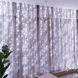 Kurtyna świetlna 300 LED BIAŁY ZIMNY Girlanda Lampki 6500K 3x3m USB +pilot-5904703002956