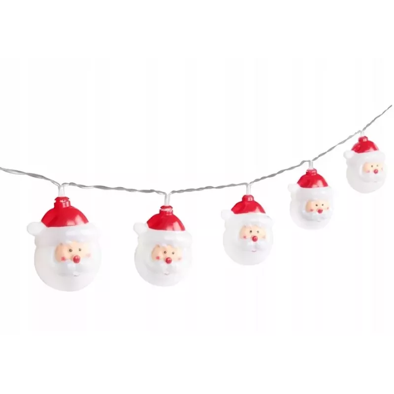 Łańcuch Świetlny Lampki Choinkowe Mikołaje 10LED 1.6M biały ciepły - 5904703002987