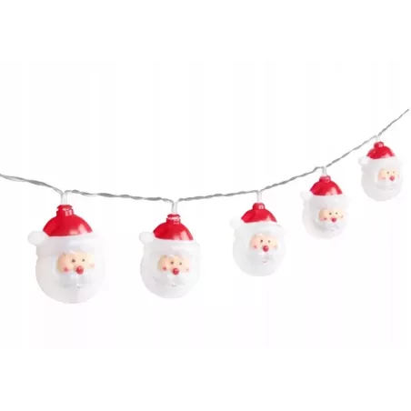 ŁAŃCUCH ŚWIETLNY LAMPKI CHOINKOWE MIKOŁAJE 10LED 1.6M BIAŁY CIEPŁY LVT-5904703002987