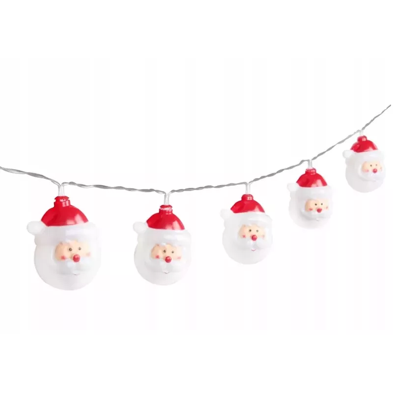 Łańcuch Świetlny Lampki Choinkowe Mikołaje 10LED 1.6M białe zimne - 5904703002994