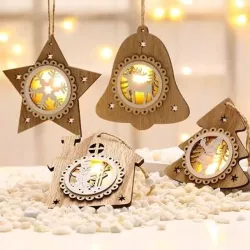 Zawieszka na choinkę bombka lampa led ozdoba świąteczna CHOINKA DREWNIANA - 5904703003090