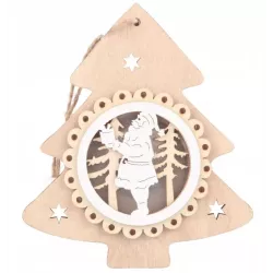ZAWIESZKA NA CHOINKĘ BOMBKA LAMPA LED OZDOBA ŚWIĄTECZNA CHOINKA DREWNIANA-5904703003090