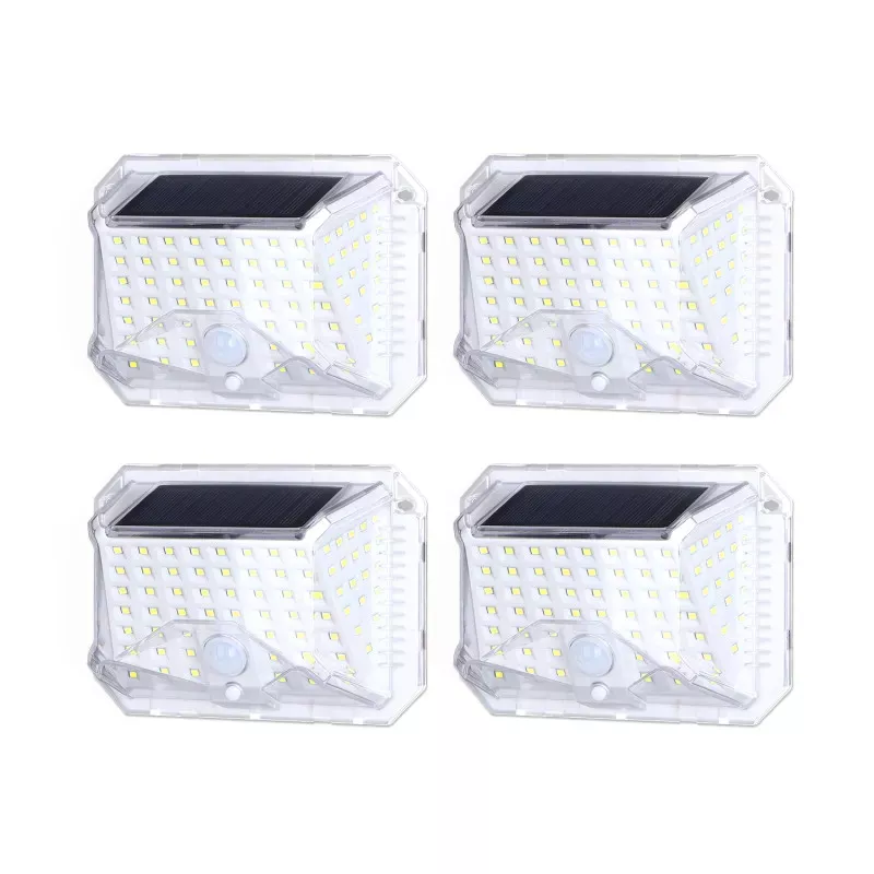 4xLampa solarna biały kinkiet 90 LED 120lm z czujnikiem PIR 4 tryby - 8433325211516