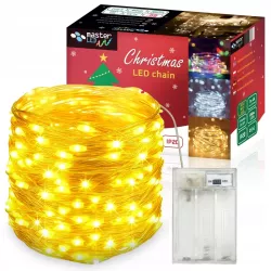 Łańcuch świąteczny 20 LED BIAŁY CIEPŁY Girlanda Lampki 2700K 2m 3xAA-5904703011057
