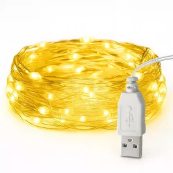 Łańcuch świąteczny 100 LED BIAŁY CIEPŁY Girlanda Lampki 2700K 10m USB-5904703011163