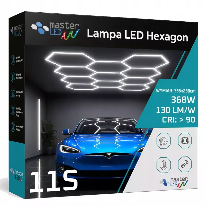 Lampa LED Hexagon Sufitowa Panel Oświetlenie Do Garaż Warsztat 336x238 cm-5904703024606