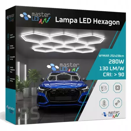 Lampa LED Hexagon Sufitowa Panel Oświetlenie Do Garaż Warsztat 252x238 cm-5904703024583