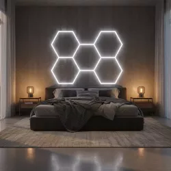 Lampa LED Hexagon Sufitowa Panel Oświetlenie Do Garaż Warsztat 168x238 cm-5904703024569