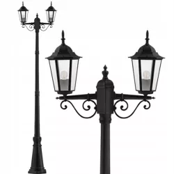 Słupek oświetleniowy 2x Victoria (podwójna) E27 237,5 cm czarny-5904703007227