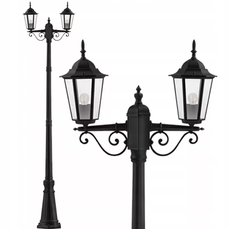 Słupek oświetleniowy 2x Victoria (podwójna) E27 237,5 cm czarny-5904703007227