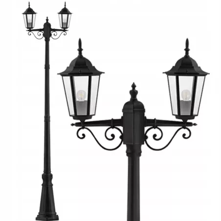 Słupek oświetleniowy 2x Victoria (podwójna) E27 237,5 cm czarny-5904703007227
