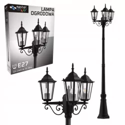 Słupek oświetleniowy lampa ogrodowa latarnia E27 3x218,5 cm czarny-5904703007234