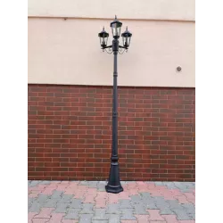 Słupek oświetleniowy lampa ogrodowa latarnia E27 3x218,5 cm czarny-5904703007234