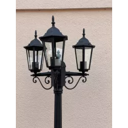 Słupek oświetleniowy lampa ogrodowa latarnia E27 3x218,5 cm czarny-5904703007234
