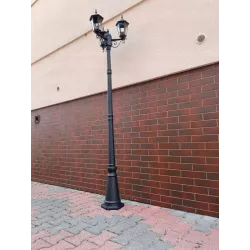 Słupek oświetleniowy lampa ogrodowa latarnia E27 3x218,5 cm czarny-5904703007234