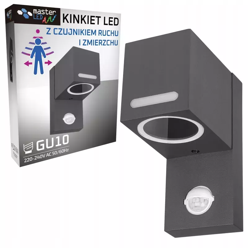 Kinkiet zewnętrzny LED lampa CZUJNIK RUCHU gu10 ogrodowa elewacyjna ścienna-5908263380790