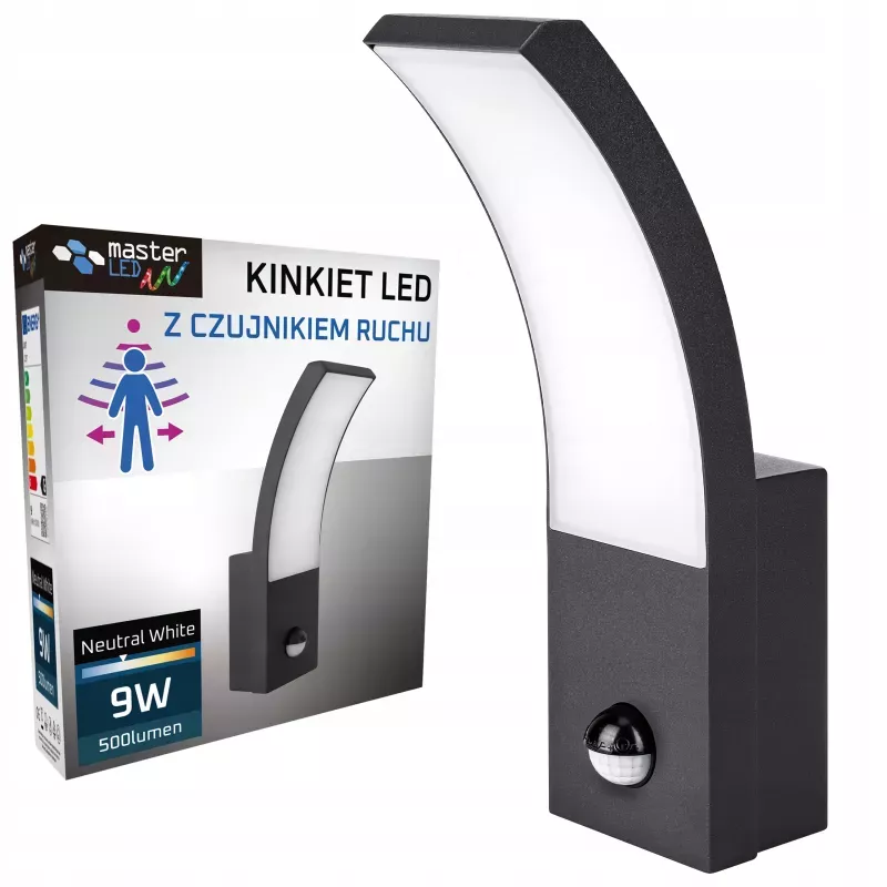 Kinkiet zewnętrzny LED 9W lampa ogrodowa CZUJNIK RUCHU elewacyjna ścienna-5908263383906