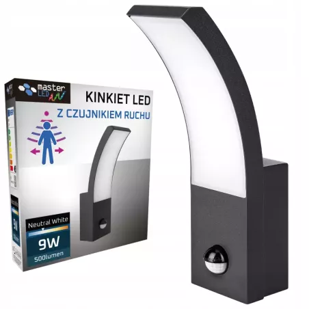 Kinkiet zewnętrzny LED 9W lampa ogrodowa CZUJNIK RUCHU elewacyjna ścienna-5908263383906
