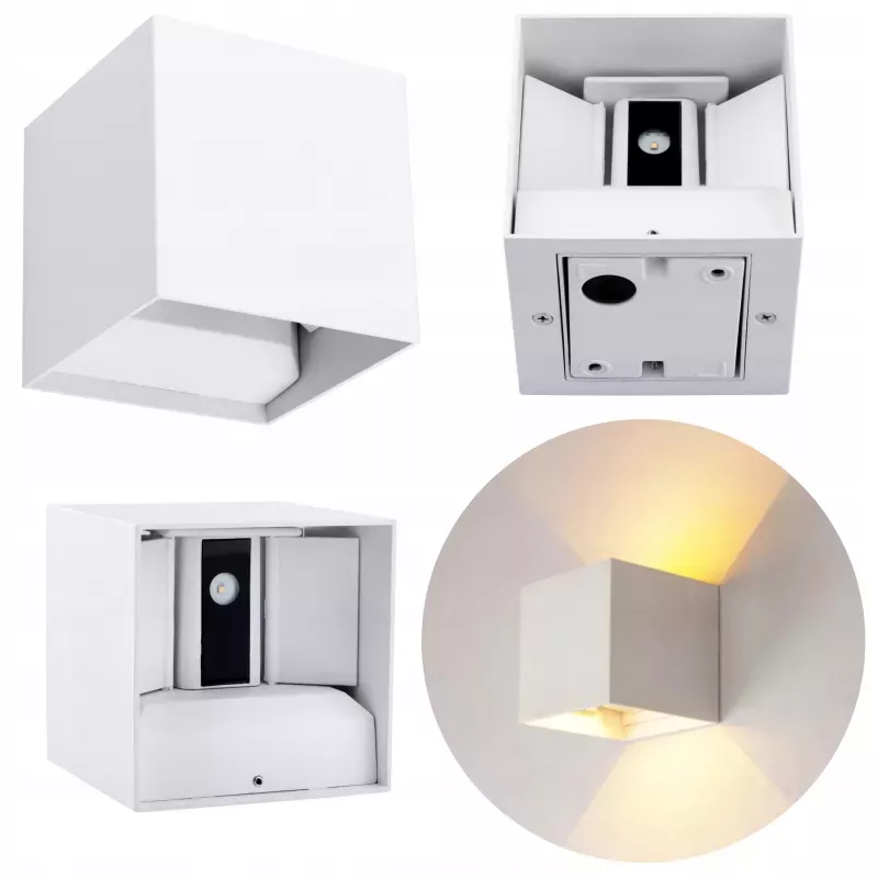 Kinkiet ogrodowy zewnętrzny biały lampa elewacyjna zintegrowane źródło LED-5908263384057
