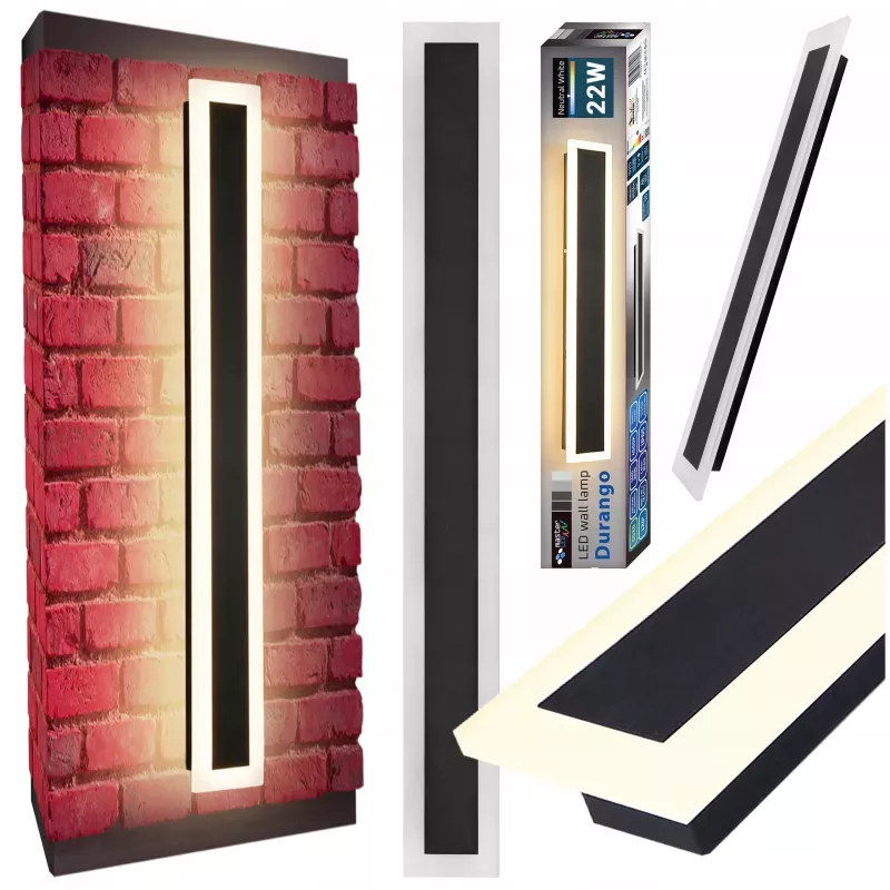 Kinkiet czarny ogrodowy elewacyjny na dom taras balkon zintegrowany 22W 100-5904703029069