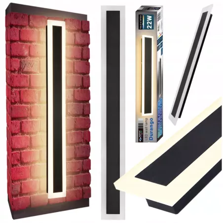 Kinkiet czarny ogrodowy elewacyjny na dom taras balkon zintegrowany 22W 100-5904703029069