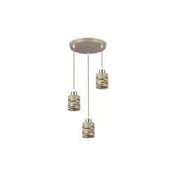 Oprawa wisząca E27 Elen x3 okrągła beż+złota-5904703030140