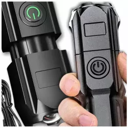 LATARKA SZPERACZ LED MOCNA AKUMULATOROWA USB TAKTYCZNA ZOOM SURVIVAL KABEL-5904703009115