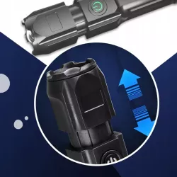 LATARKA SZPERACZ LED MOCNA AKUMULATOROWA USB TAKTYCZNA ZOOM SURVIVAL KABEL-5904703009115