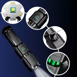 LATARKA SZPERACZ LED MOCNA AKUMULATOROWA USB TAKTYCZNA ZOOM SURVIVAL KABEL-5904703009115