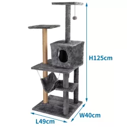 Duże drzewko dla kota drapak 6-Poziomowy 125 cm z hamakiem I domkiem - 8719138145409